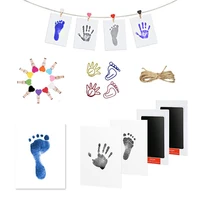 baby footprint handprint kit durable safe no contact cards print with clip and hemp rope newborn inkless ink pad