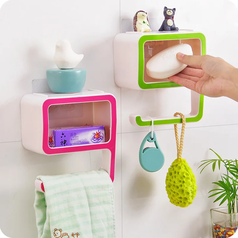 

Полка для ванной № 9, пластиковая мыльница, многофункциональная, для унитаза, бесшовная, настенная мыльница на присоске