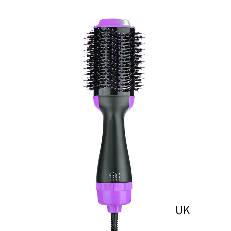 UK Purple Многофункциональный фен для волос, вращающаяся щетка для волос, ионная роликовая расческа для волос, выпрямители для волос, прибор для личной гигиены - Цвет: UK Purple