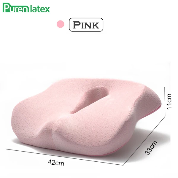 Pink Подушка из латекса, Ортопедическая подушка на стул, подушка для копчика, подушка для автомобильного сиденья, предотвращающая геморрое лечение, пена с эффектом памяти, медленное давление отскока - Цвет: Pink
