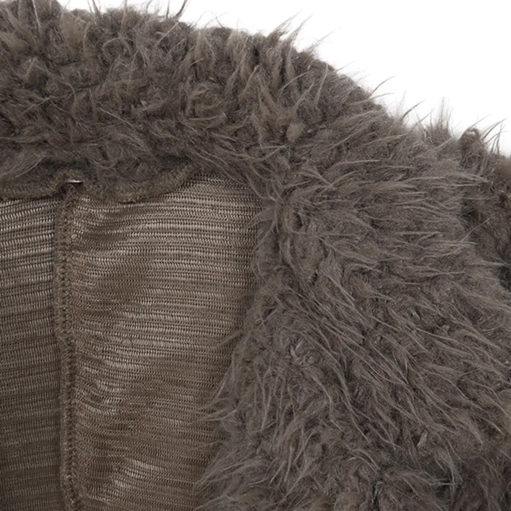 Faux Fur Coat Plus Size Women Autumn Winter Fluffy Plush Coat Solid Lapel Long Sleeve Cardigan Coat Warm Soft Outwear