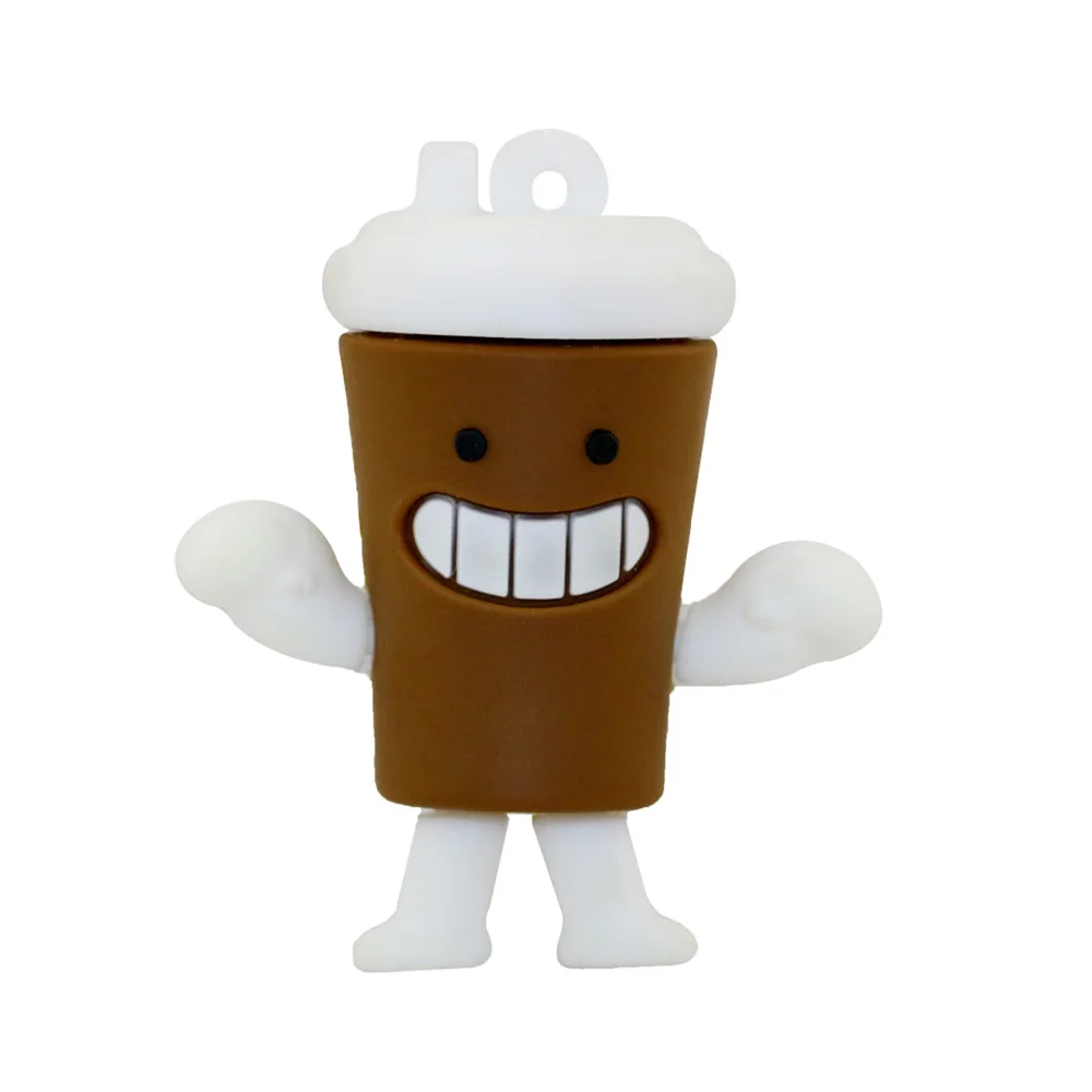 Brown Мультфильм бутылка кофе кружка Usb флэш-накопитель 4 ГБ 8 ГБ 16 ГБ 32 ГБ 64 ГБ улыбка чашка карта памяти, Флеш накопитель прекрасный подарок Pendrive - Цвет: Brown
