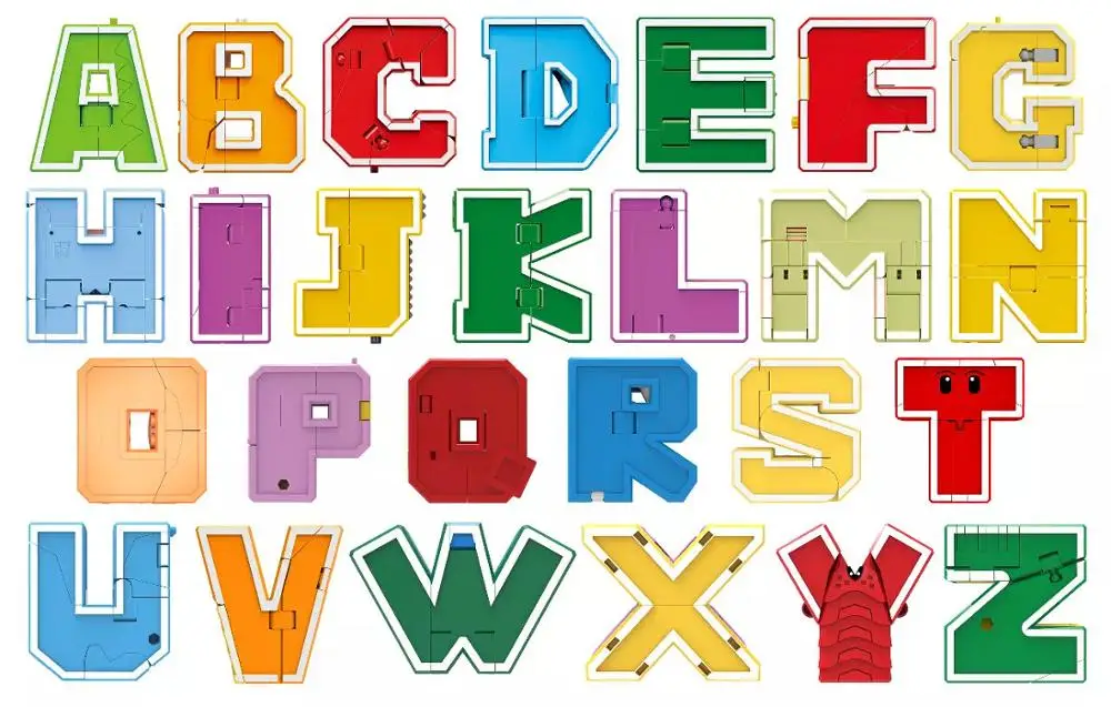 

26 English letters Transforms Alphabet Dinosaur Robot Animals Creative Educational Building Block Toys for kids gift Brinquedos