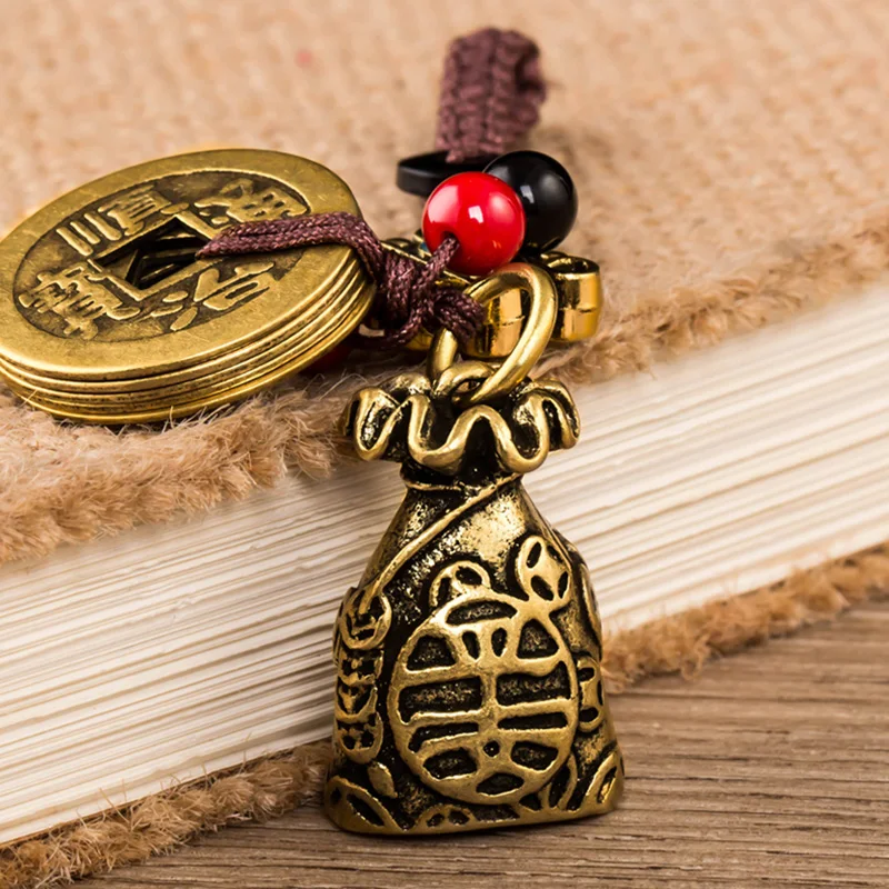 Медная сумка для денег кулон брелок автомобиля Ping An Lucky Fortune медная подвеска с