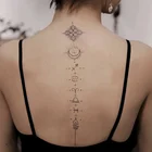 Водостойкая Временная тату-наклейка, соблазнительный руничный символ, луна, точка, длинная линия, искусственная татуировка для боди-арта, флэш-татуировка, спина, позвоночник, женский, мужской