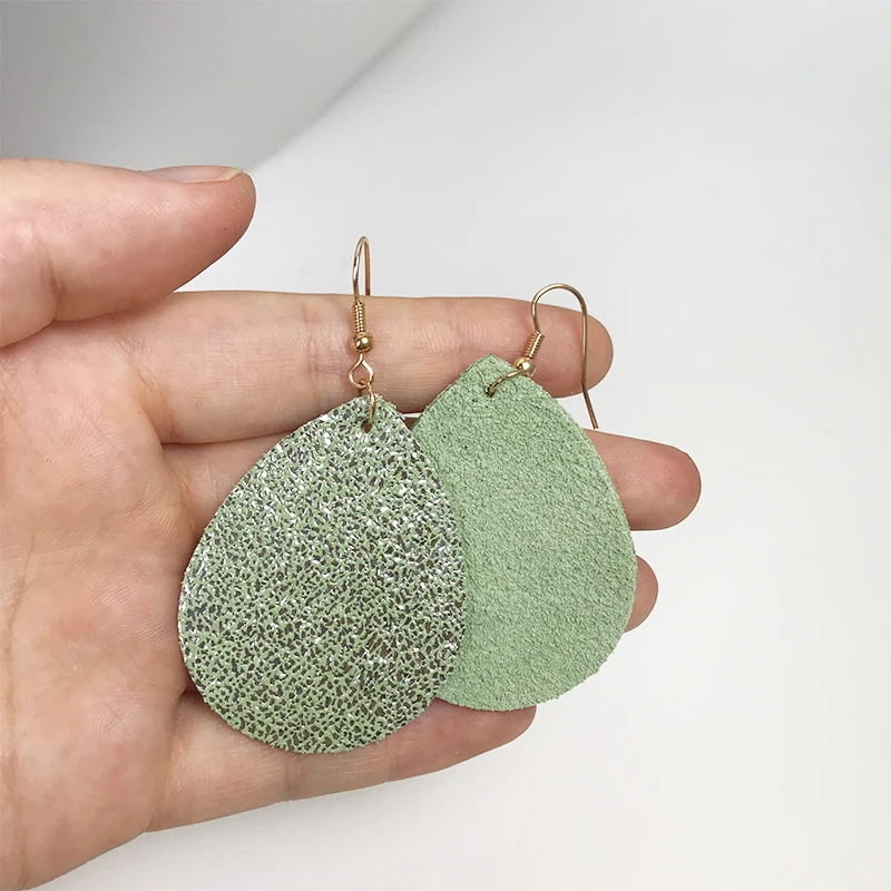 Модные блестящие серьги M & G из натуральной кожи кожаные Подвесные в форме капли