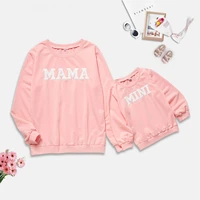 mini mama letter printed family matching hoodies outfits clothes pink long sleeve sweatshirt for mother and daughter fall winter