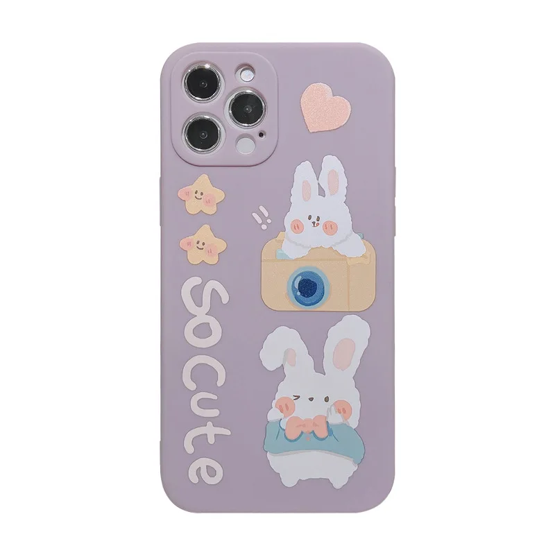 

Purple camera rabbit phone case is suitable for iPhone11 12Pro Max mini X XR XS XSMax 8 7PluS anti-fall protective back cover