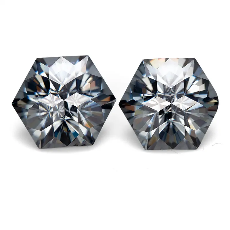 Серьги кольца с муассанитом и бриллиантами ювелирные изделия шестигранной