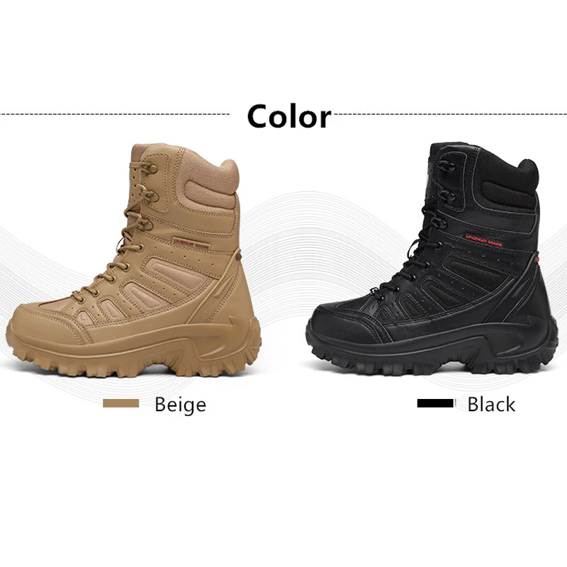 SMS New Men Hiking Shoes Military Tactical Boots Climbing Shoes Special Force Leather Waterproof Desert Boot Army Work Shoes