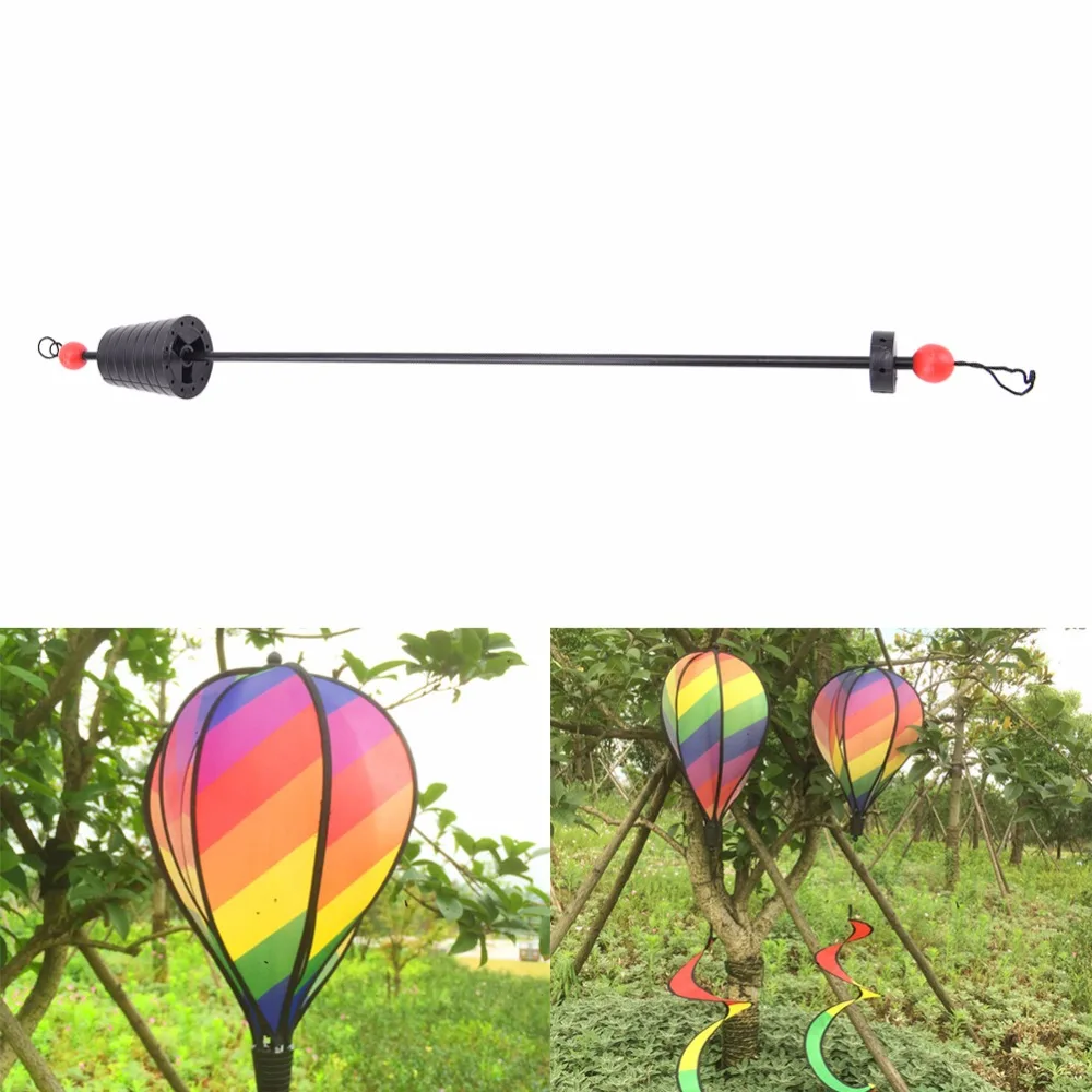 Sale Colorful Rainbow/Grid Hot Air Balloon Stripe Windsock Wind Spinner Garden Yard Outdoor Decoration
