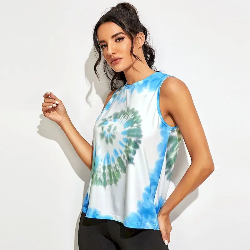 

Женский жилет для бега с модным принтом и круглым вырезом, женские майки для фитнеса, топ, одежда для спортзала, Спортивное нижнее белье для ...