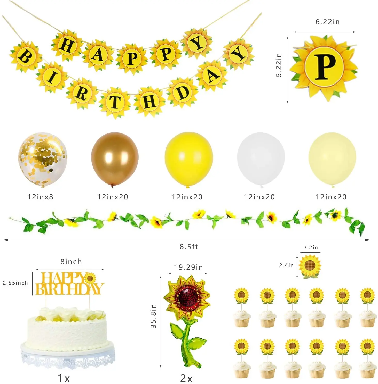 105 шт. подсолнухи День Рождения фотография баннер на день рождения Алюминиевая