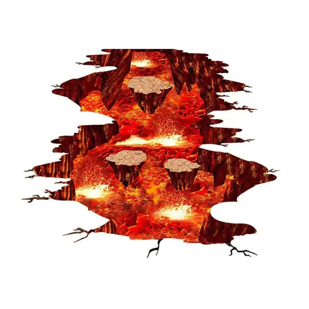 Креативные 3D космические настенные наклейки съемные ПВХ пол пламя и Лава на