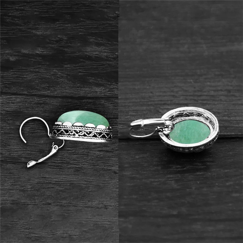 Винтажные большие овальные натуральные нефриты серьги для женщин кварцевые из