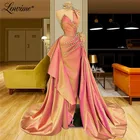Блестящие розовые вечерние платья из ткани, новинка 2021, платья с кристаллами и бисером, арабские марокканские вечерние платья Ближнего Востока, длинное платье для выпускного вечера, халаты