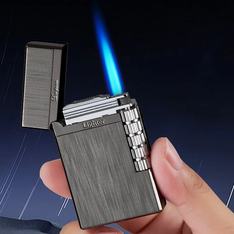 Metal Cigar Smoking Lighters Cigarettes Accessories Flint Gas Lighter Square Side Slip Wheel Mini Firestone Loud | Дом и сад