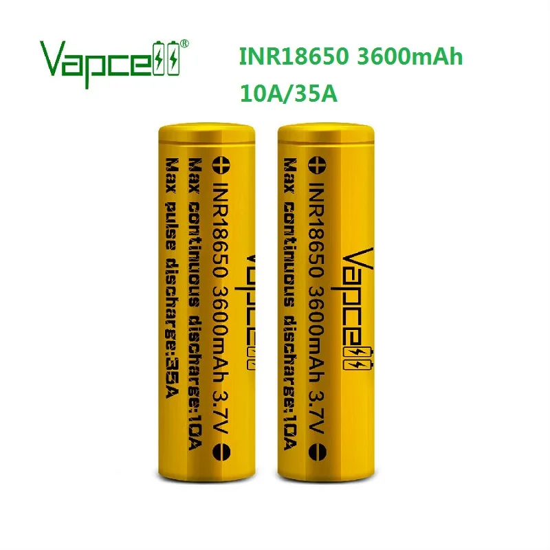 Бесплатная доставка аккумулятора Vapcell inr18650 3600mAh 10A / 35A высокой емкости 3,7 В 18650 Li-ion.