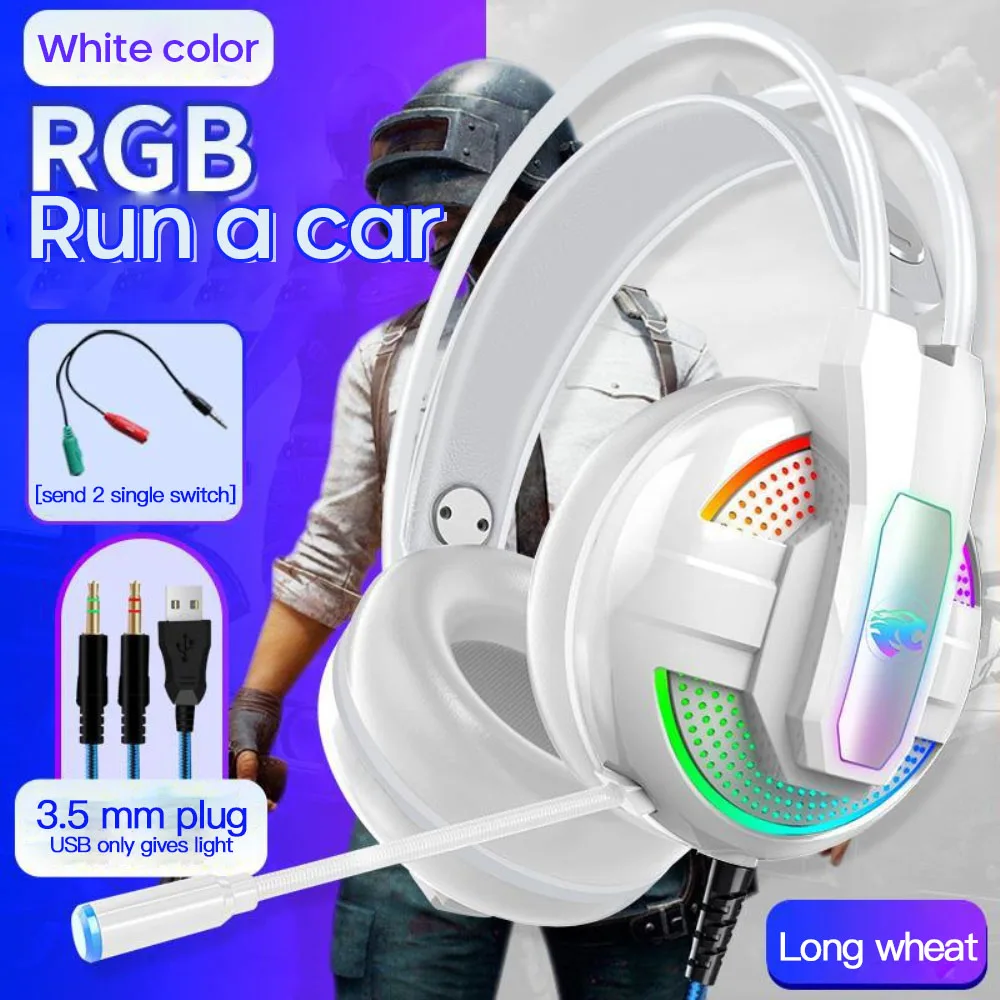 

Наушники, гарнитура для компьютера, ноутбука, игровая гарнитура с микрофоном, звуковые эффекты 4D, светящиеся наушники с тяжелыми басами для ...