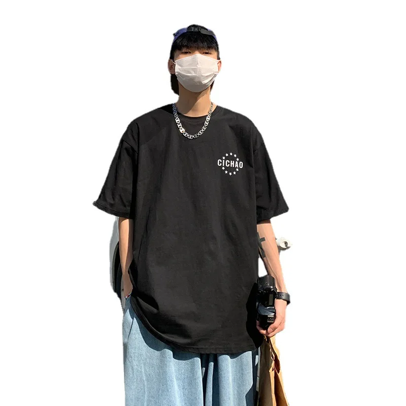 

Printed Short-Sleeved T-shirt Men's Trendy Loose Casual Japanese Student T-shirt Clothes