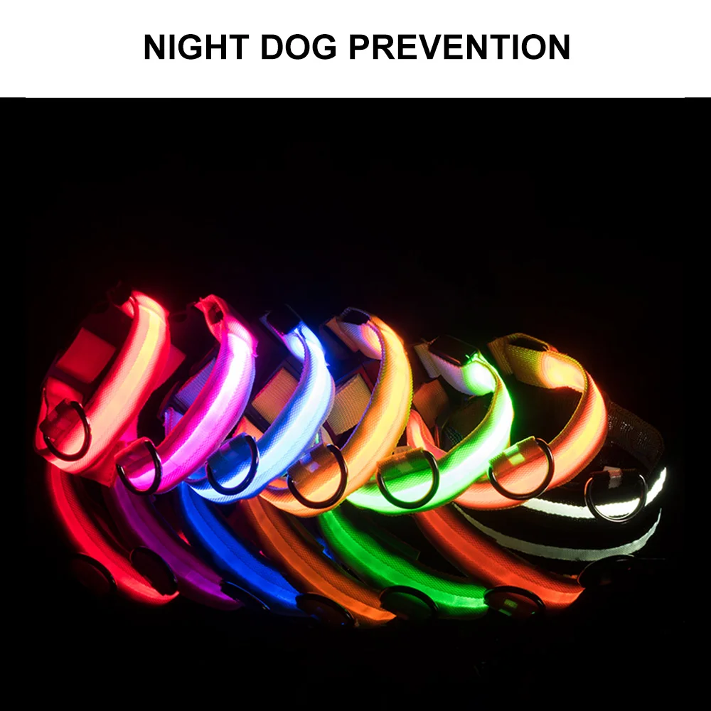 Светодиодный ошейник для собак с usb зарядкой защищающий от потери в ночное время