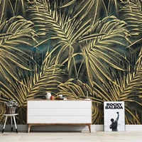 custom mural wallpaper 3d golden relief tropical plant leaves photo wall paper living room tv sofa bedroom decor art wallpapers