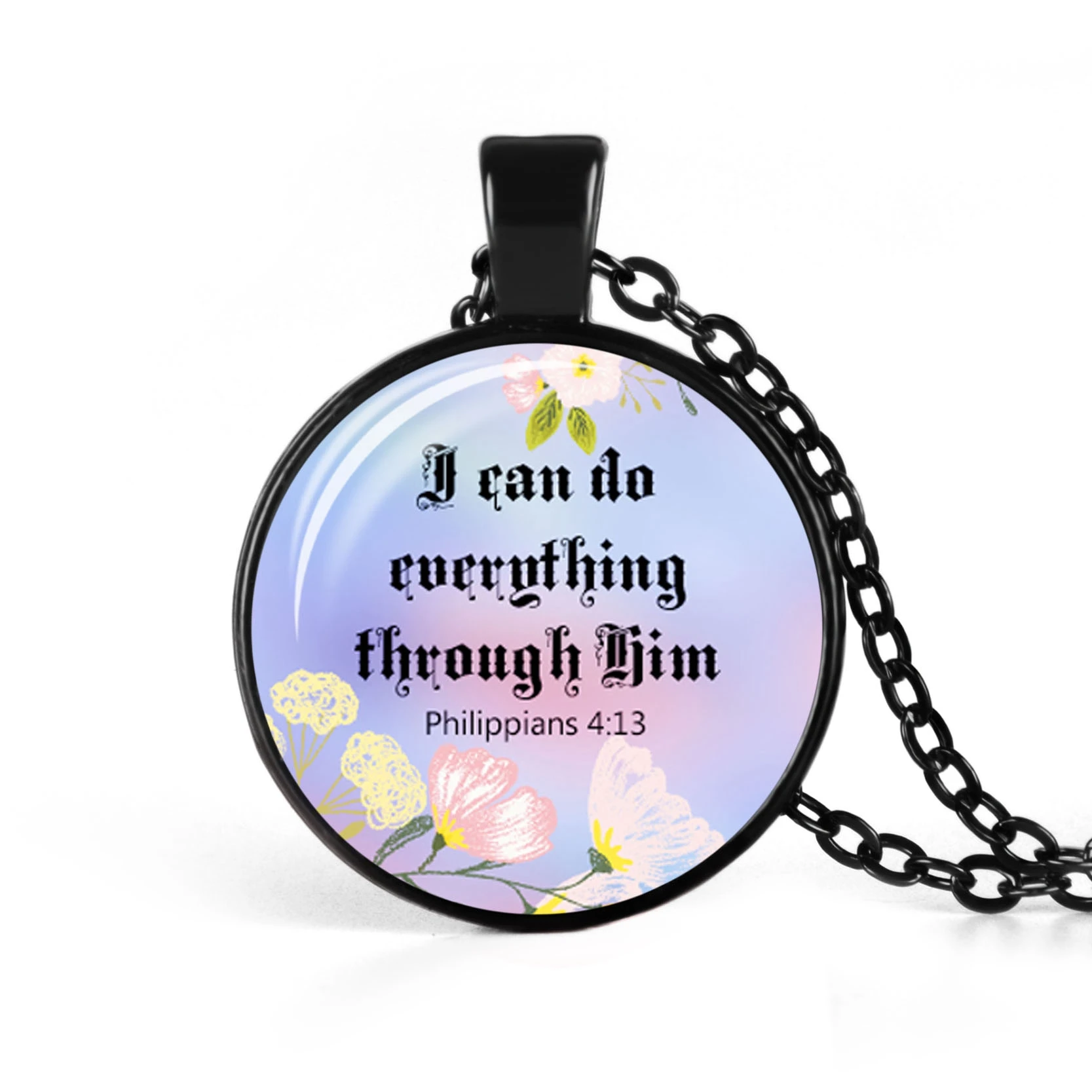 Христианские версии Библии черное ожерелье стеклянный кабошон модные ювелирные