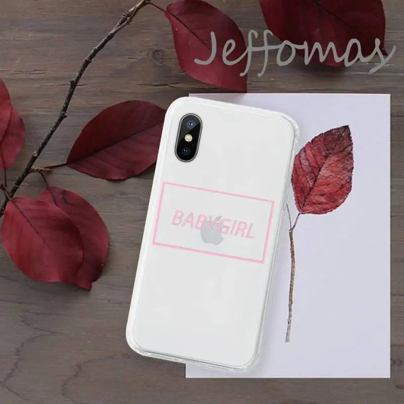 

Babe babygirl honey line Text art Phone Case Transparent soft For iphone 5 5s 5c se 6 6s 7 8 11 12 plus mini x xs xr pro max