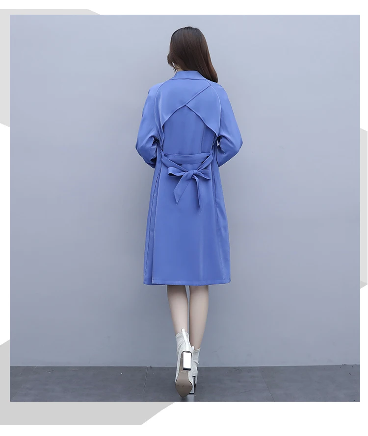 

Windbreaker 2021 Spring Autumn New All Match Large Size Female Korean Loose Thin Trench Mid Length Lace Up Jacket