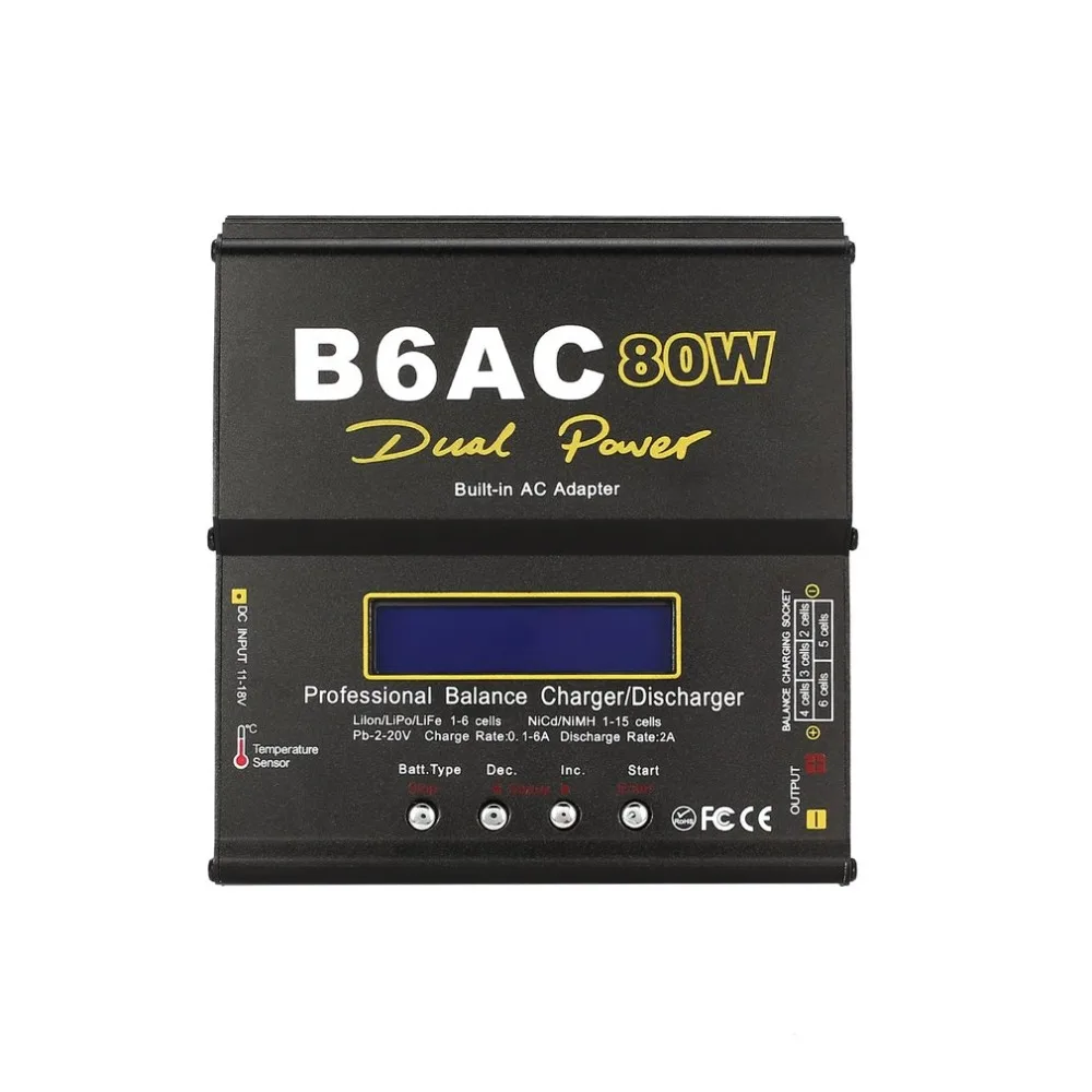 

B6AC 80 Вт 6A Lipo NiMh Li-Ion Ni-Cd AC/DC RC балансирующее зарядное устройство 10 Вт Dis зарядное устройство для радиоуправляемого автомобиля вертолета дрона ...
