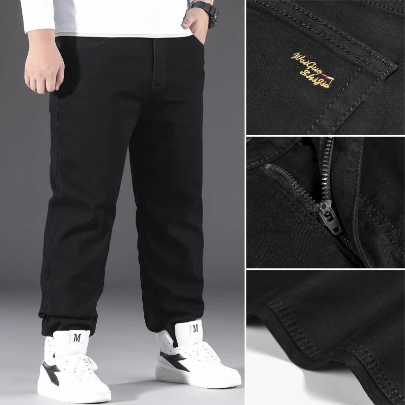 

2021 New Men's Classic Straight Black Jeans Fashion Business Casual Elastic Pants XZ69 Size 35-42