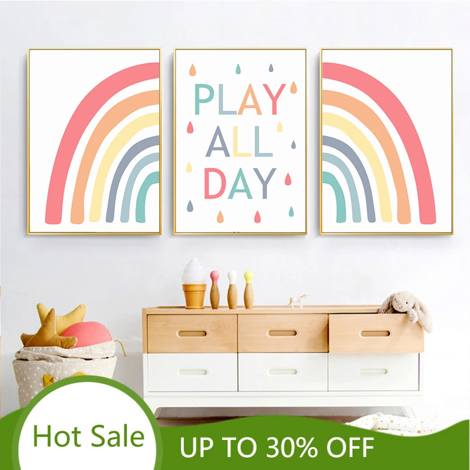 

Картина постер с радугой в скандинавском стиле «Капля дождя», Картина на холсте для детской, Настенная картина, современные картины на стен...