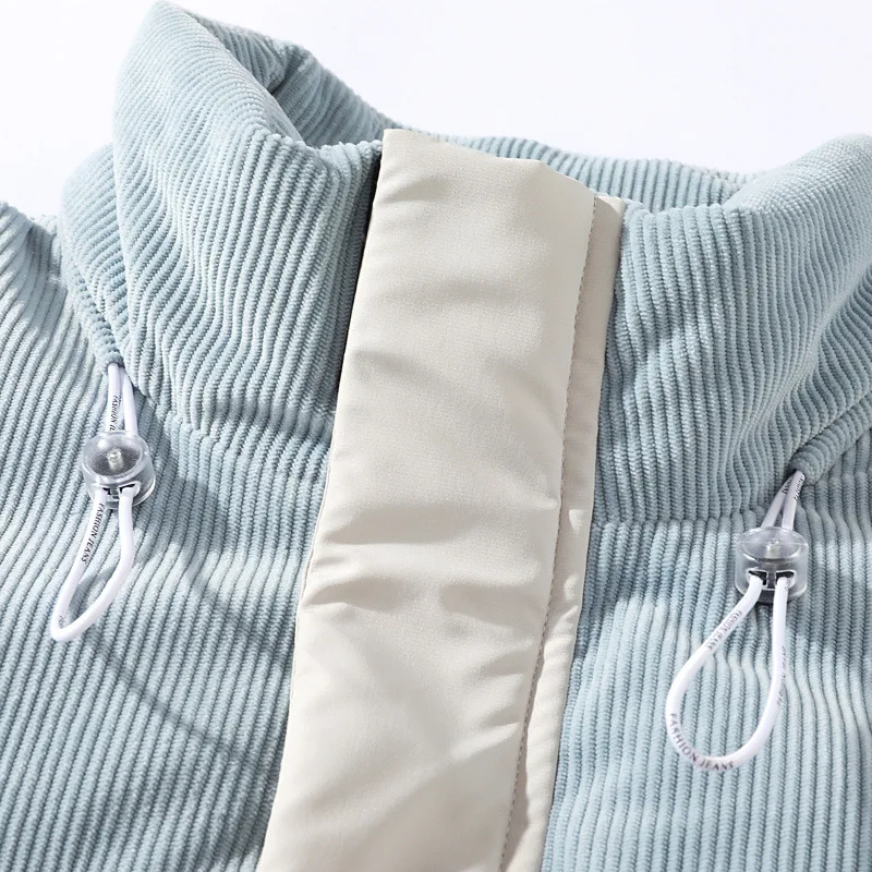 Winter Men's Cotton-Padded Jackets Hip Hop Corduroy Stripe Coat Patchwork Bread Suit Cold Protection Loose Outwear Garment M-4XL