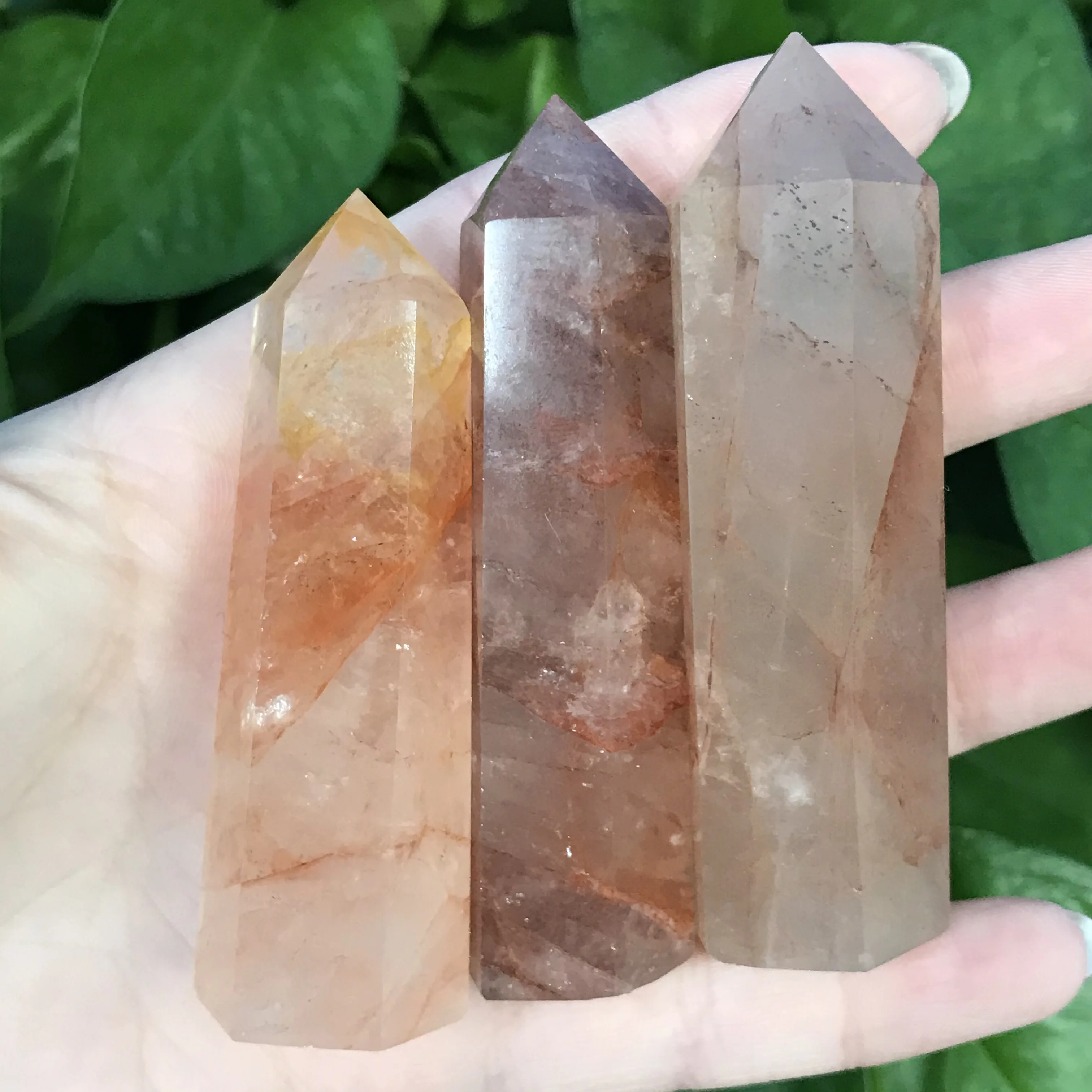 

Natural Red Gum Flower Quartz Crystal Point Reiki Healing Stone Hexagonal Prisms Obelisk Wand Tower Energy Meditation DIY Gift