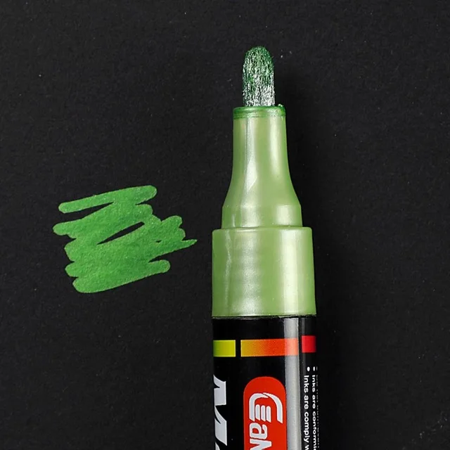 Light Green 1Pcs Water-based Paint Metal Marker Pens Sharpie 3.0mm Gold Silver Ceramic Rock Glass Porcelain Mug Wood Fabric Canvas Painting - Цвет: Light Green