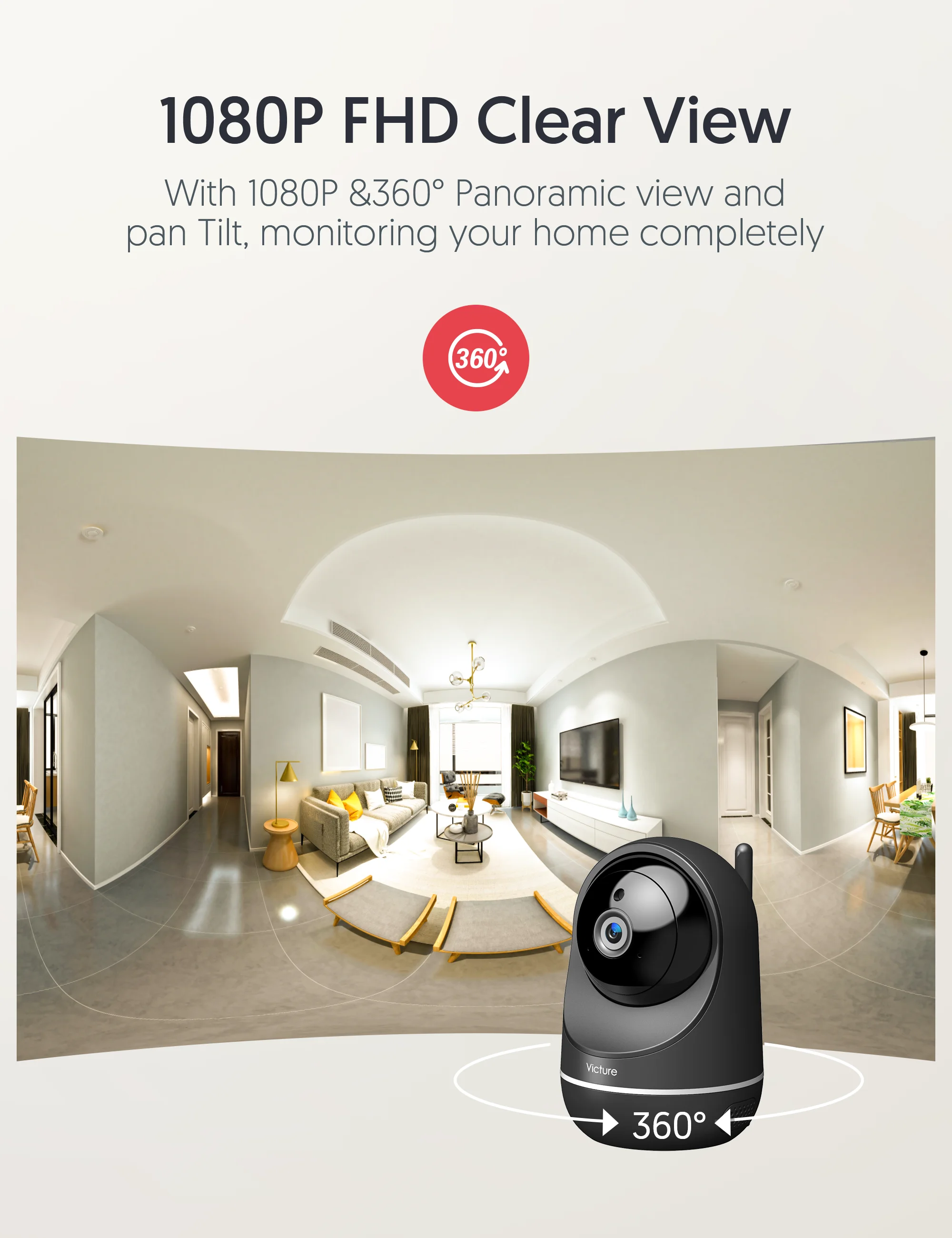Victure 2.4Ghz 5Ghz Wi-Fi Pet Camera 1080P Home Security with Motion Detection 2-Way Audio and Night Vision | Безопасность и