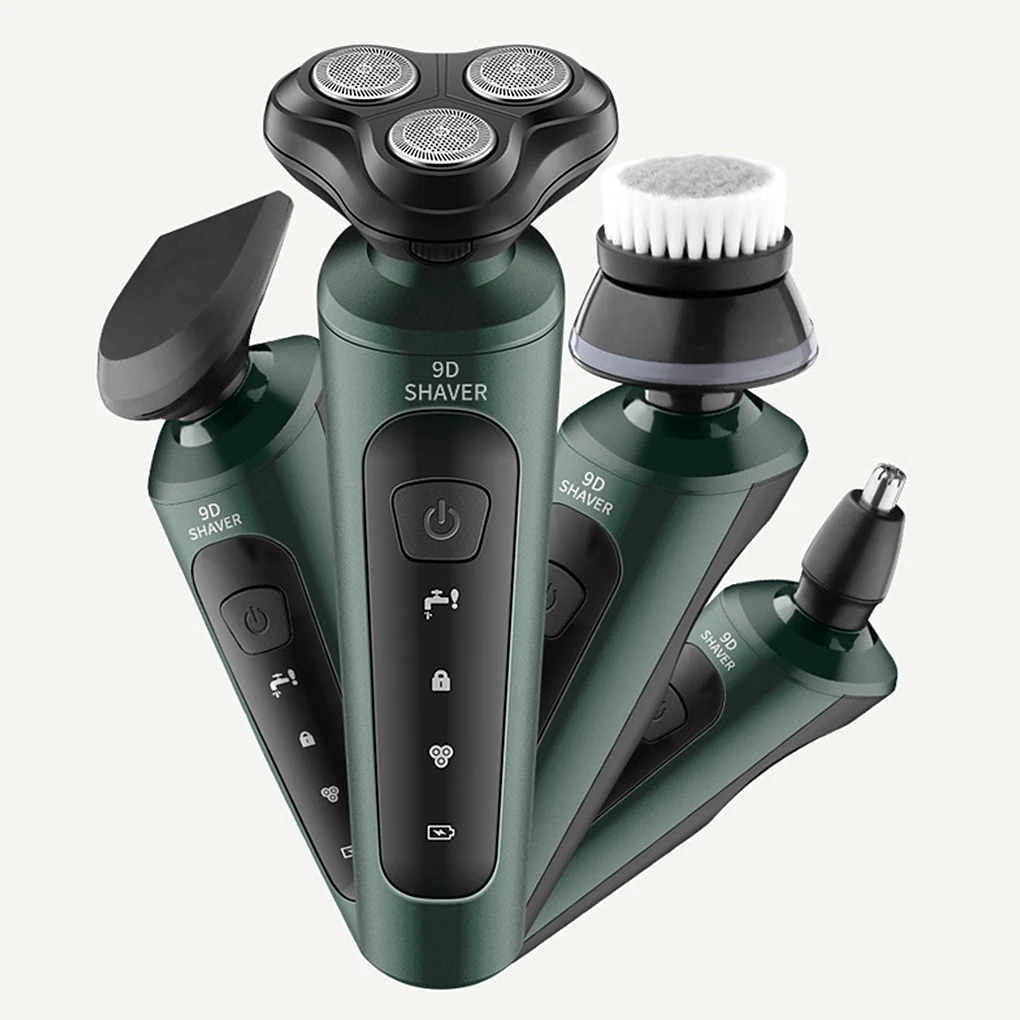 

9D Electric Shaver Multifunctional Beard Shaver 5W Electric Rechargeable Beard Clipper 3 Heads Portable Nose Hair Trimmer