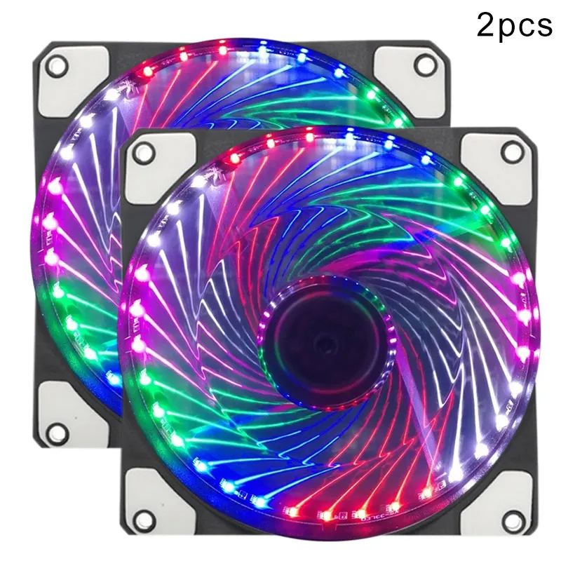 Multicolor 2pcs 1/2 шт. 120 мм PC чехол Вентилятор охлаждения Супер Бесшумный компьютер светодиодный воздушный поток охладитель вентиляторы VDX99 - Цвет лезвия: Multicolor 2pcs