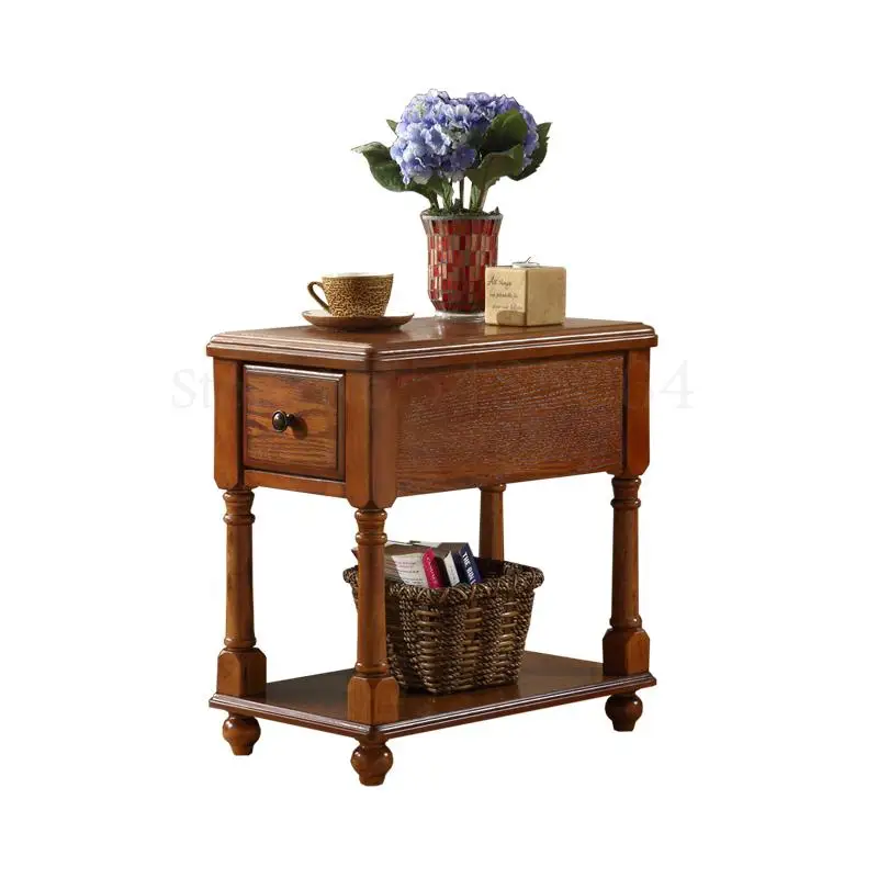 Американский боковой столик из массива дерева диван шкаф угловой узкий простой