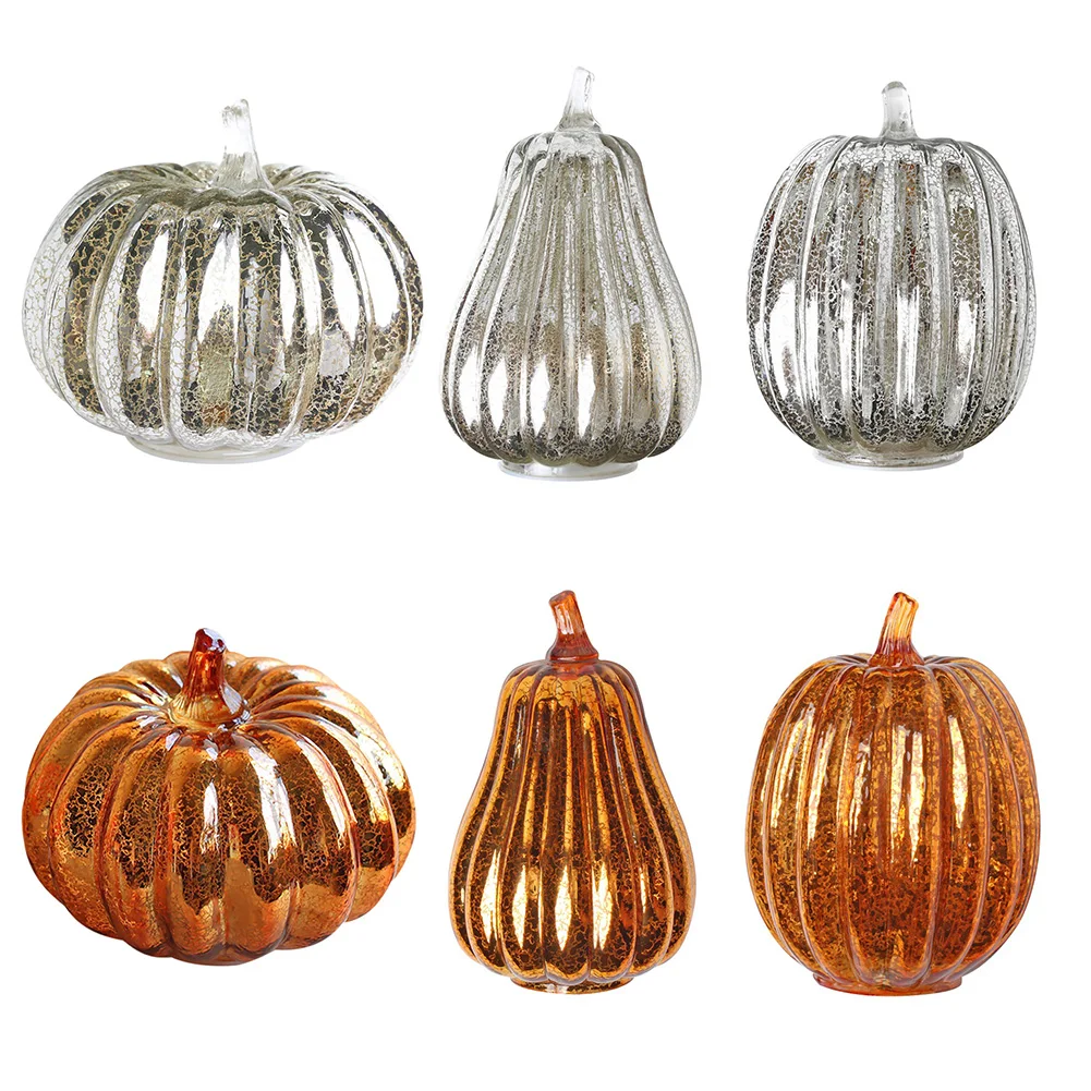 

Halloween LED Pumpkin Light Simple Glass Festival Decorative Night Lights Xmas Lantern Home Party Decor Props Desktop Ornaments