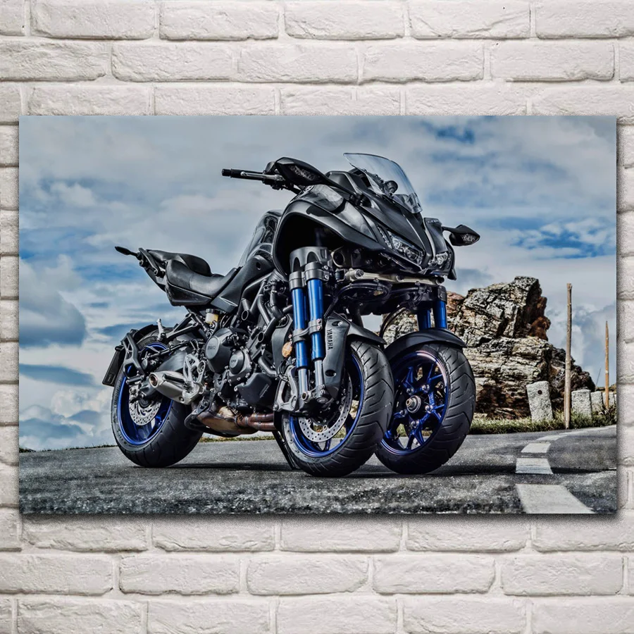 

three wheeled bike motorcycle superbikes fanart fabric posters on the wall picture home art living room decoration KN762