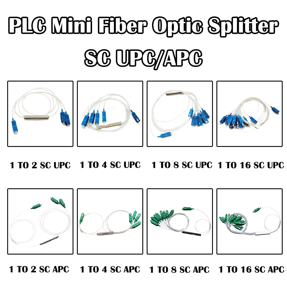 Мини Волоконно Оптический Сплиттер PLC SC UPC/APC 1X2 1X4 1X8 1X16 SM одномодовый 0 9 мм Длина 1