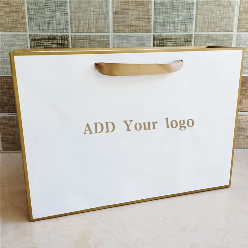 100 шт./лот подарочный бумажный пакет с логотипом на заказ Подарочная сумка для