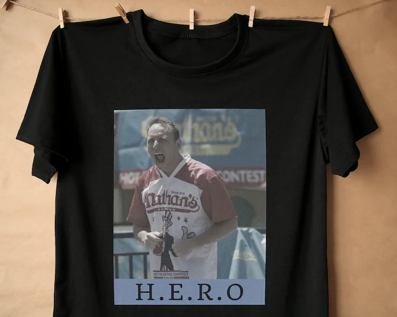 

Joey Chestnut T-shirt, Joey Chestnut Nathans Hot Dog Eating Contest Shirt T-shirts For Men