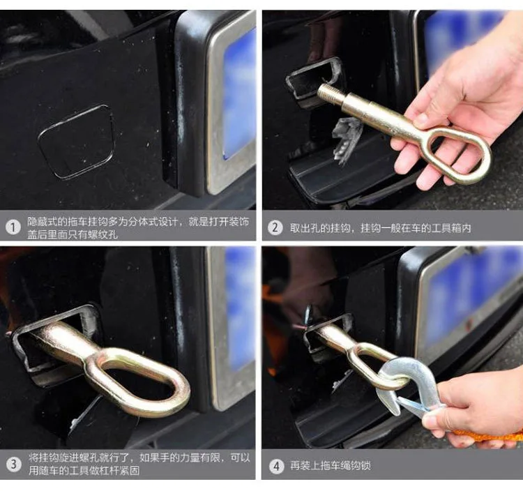

4M Heavy Duty 5 Ton Car Tow Cable Towing Pull Rope Strap Hooks Van Road Recovery