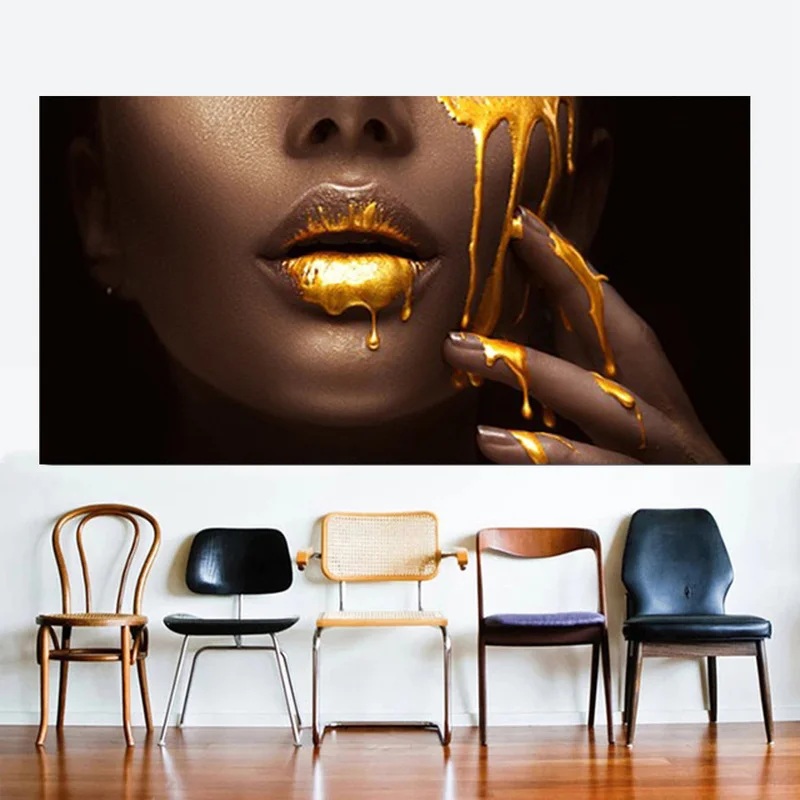 Настенная картина с изображением сексуальных губ черного африканского цветов