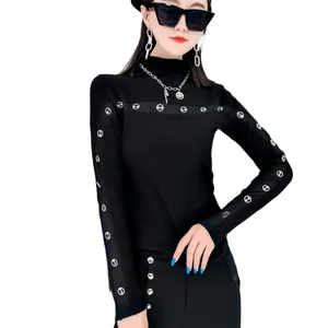 Зимние женские пуловеры с длинным рукавом и высоким воротником, рубашка в стиле Харадзюку, уличная одежда, Женский Топ