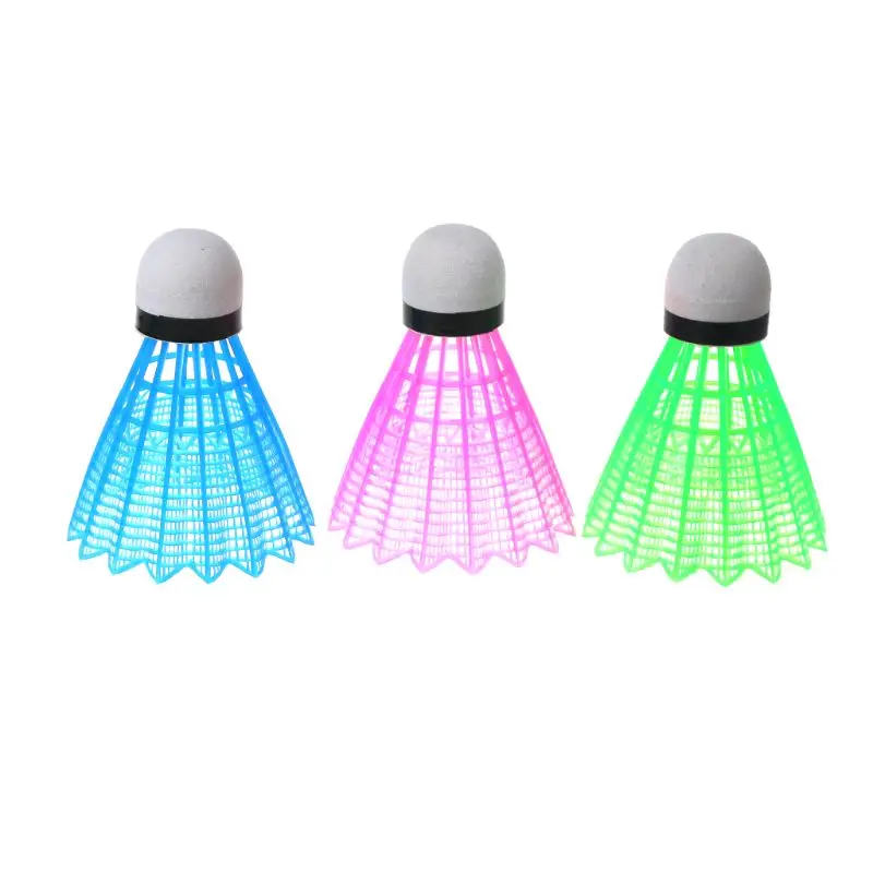 

3pcs LED Luminous Badminton Dark Night Colored Plastic Foam Glowing Shuttlecocks R66E