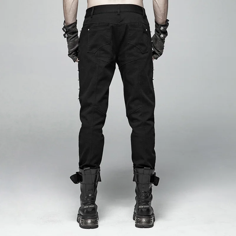 Панк рейв Для Мужчин's панк тяжелый брюки с металлической цепью саржевым