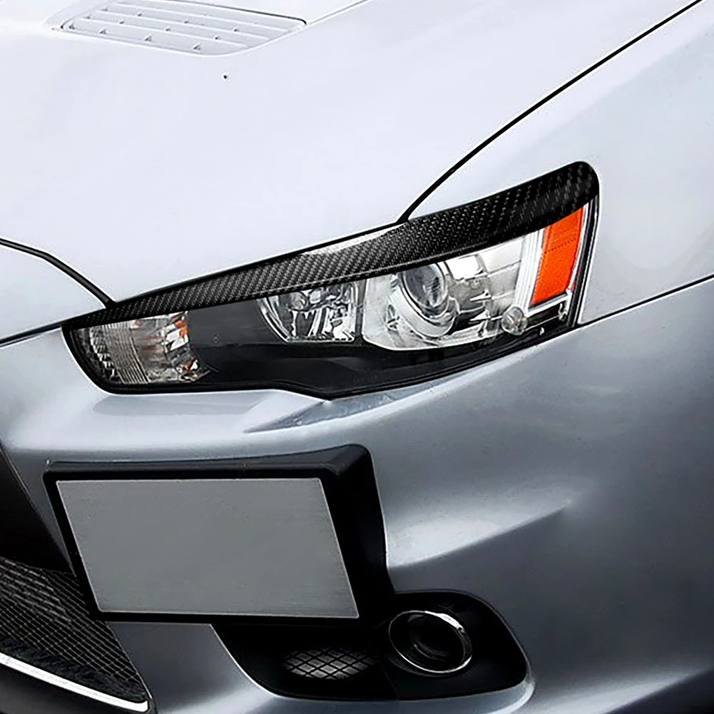

1 Pair Headlight Eyelids Trim Epoxy Carbon Fiber Front Headlamp Eyebrows Trim Cover Accessories for Mitsubishi Lancer Evo 08-14